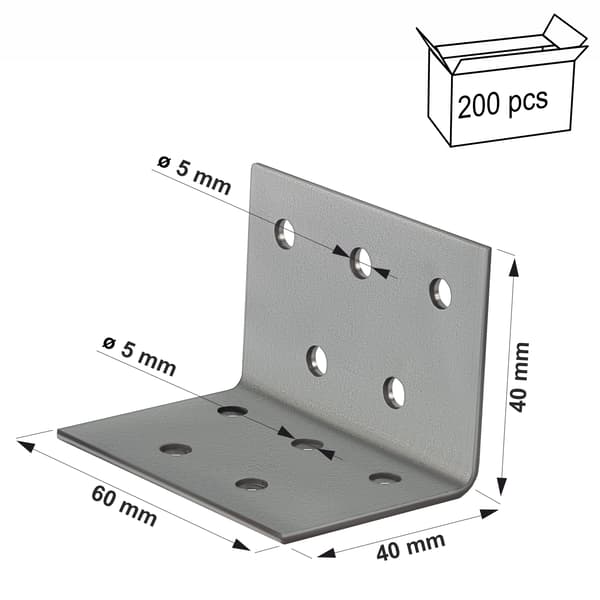 Perforeret vinkelforbindelse ANPS204460 40X40X2.0X60mm