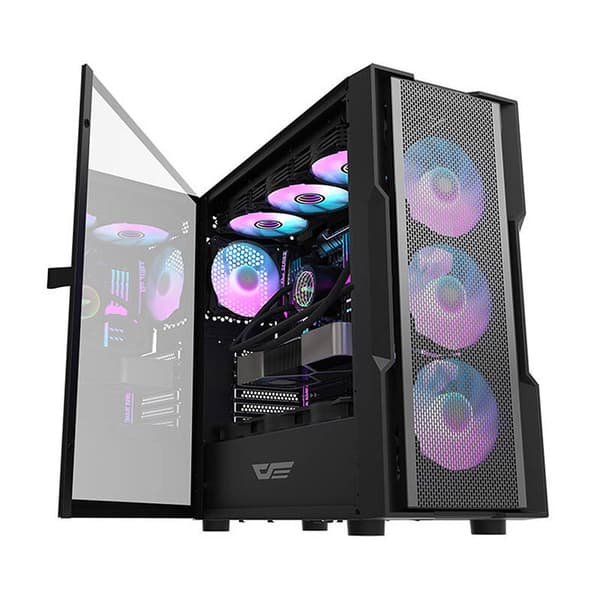 Darkflash DK431 Mesh -tietokonekotelo (musta) + 4 ARGB-tuuletinta