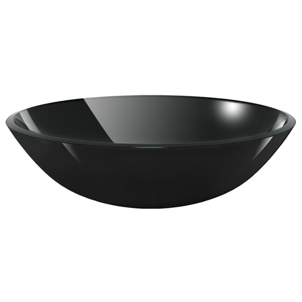vidaXL håndvask med hane og prop, sort, hærdet glas