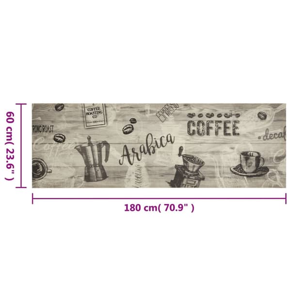 vidaXL Köksmatta kaffemönster, grå, 60x180 cm, sammet