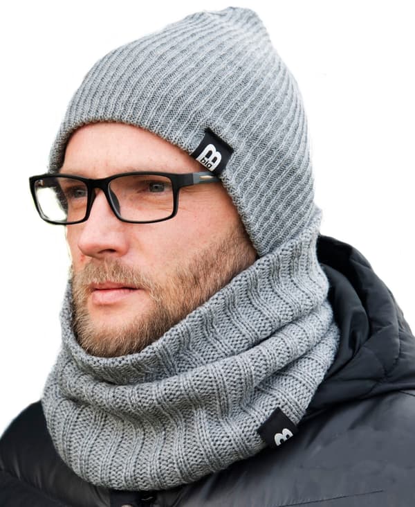 Herr vinteruppsättning, mössa, halsbinda, varm vinteruppsättning, grå, K5