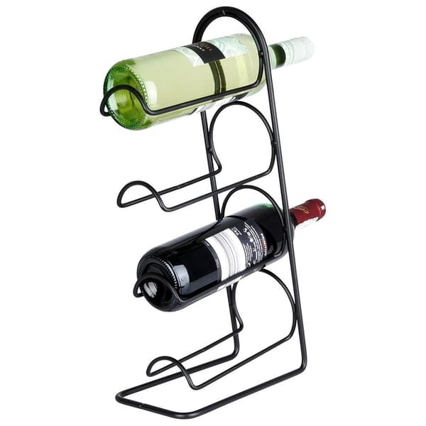 Vinholder sort metal 4 flasker 21x43 cm