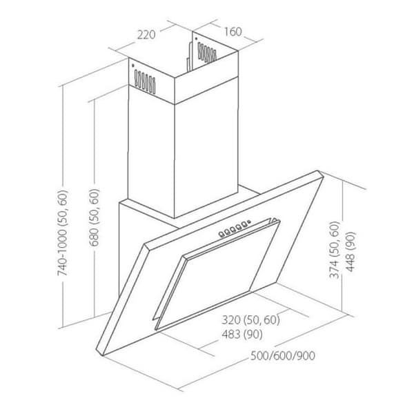 AKPO WK-4 NERO ECO 60 emhætte GRÅ / GRÅ GLAS