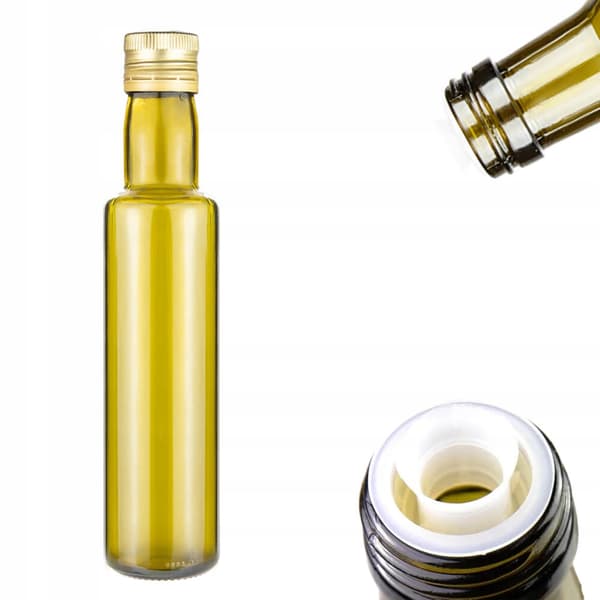 50x DORICA OLIVE 250ml flaskor med dispenser, mörkt glas