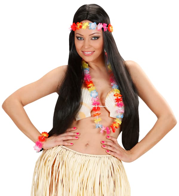 Hawaiiansk krans halsband armband blomset