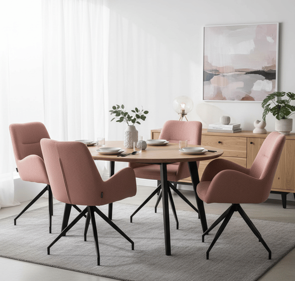 KEMAL snurrstol klädd i rosa tyg