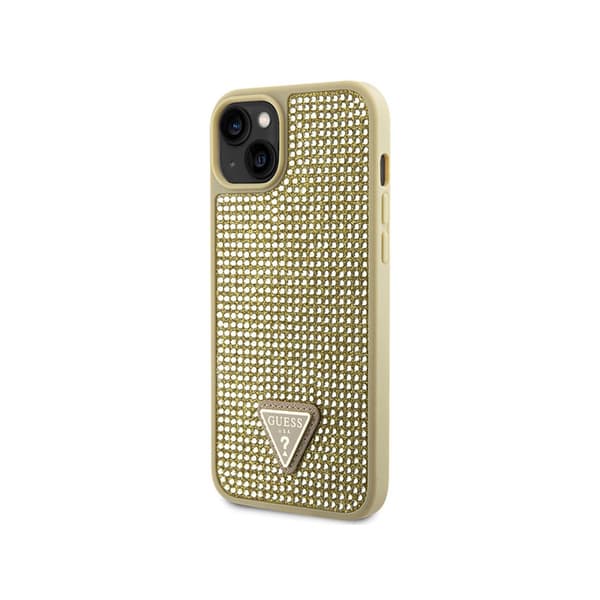 Guess Strass Triangle - iPhone 14 Plus -suojakuori (Kulta)