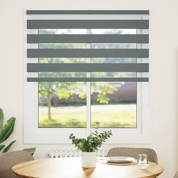 vidaXL Zebrarullgardin, mörkgrå, tygbredd 125,9 cm, polyester