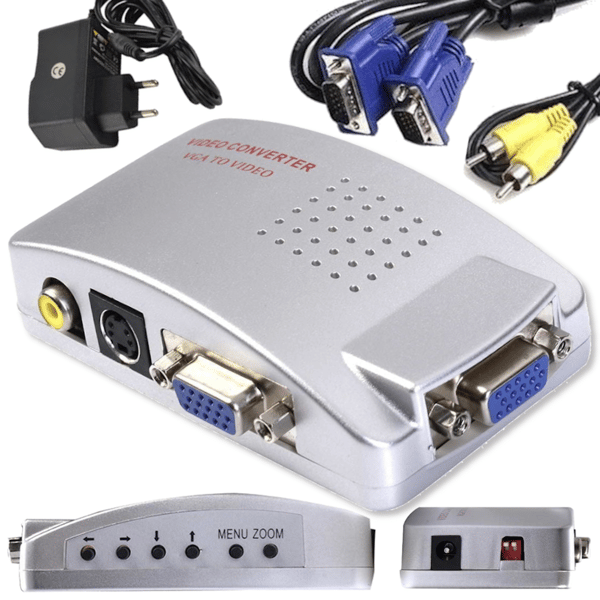 Konverter VGA til S-VIDEO / AV / VGA Billede Adapter Splitter Cinch RCA