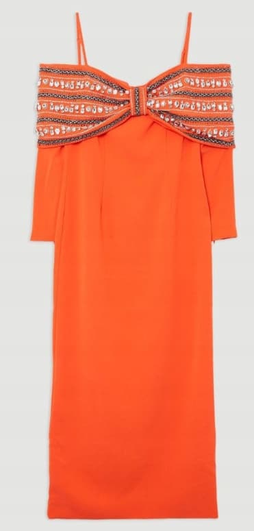 KAREN MILLEN ORANGE OFF-SHOULDER-KLÄNNING 40 B1C