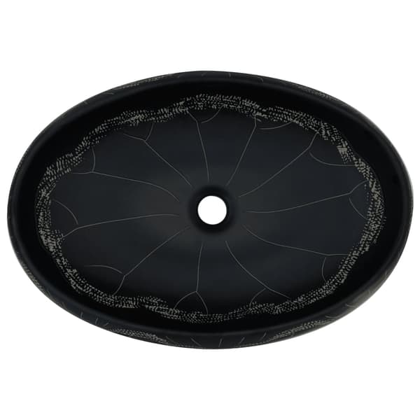vidaXL bordvask, sort, oval, 59x40x15 cm, keramik