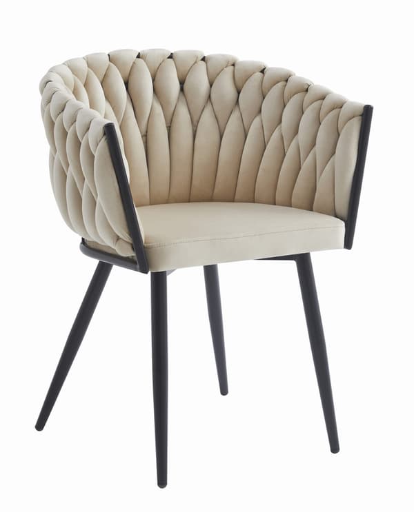 ORION stol - beige velour / sorte ben x 2