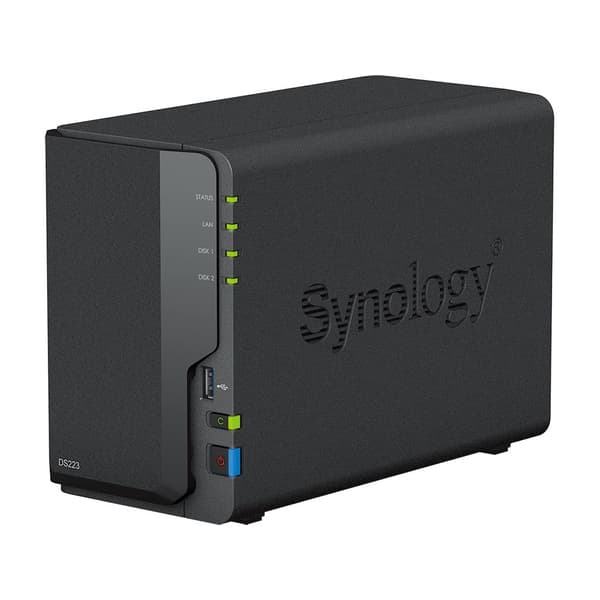 Synology DS223 filserver, 4x1,7 GHz, 2 GB RAM, NAS