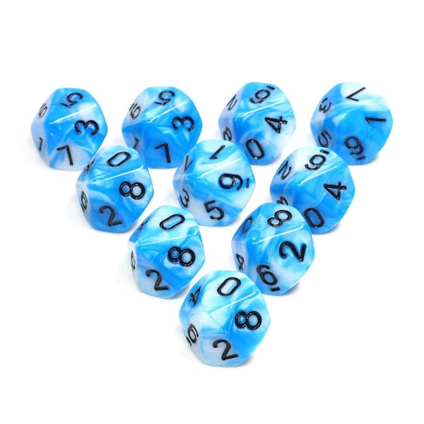 RPG-tärningar tiosidiga D10 Ice Wraith 0-9