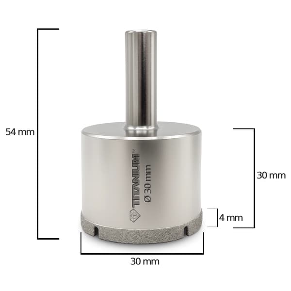 Diamant kernebor til stentøj, glas og fliser til vådboring 30 mm titanium