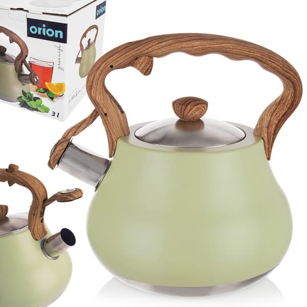 Stålkedel med fløjte GREENISH 3 l