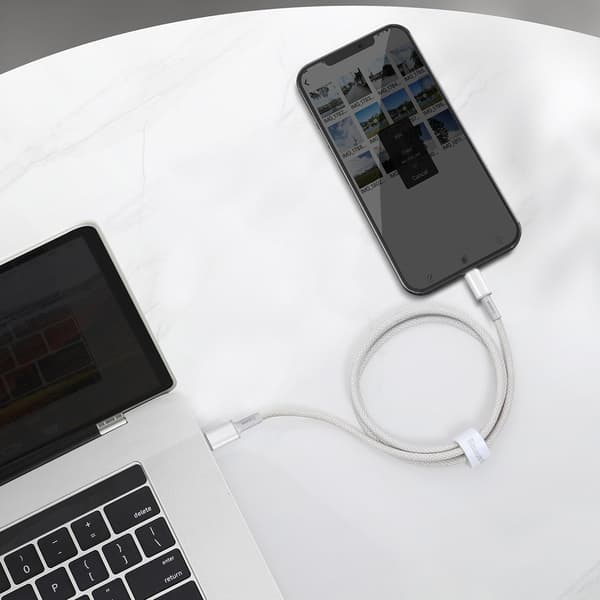 Baseus Højdensitetsflettet USB-C til Lightning-kabel, 20W, PD, 2m (hvid)
