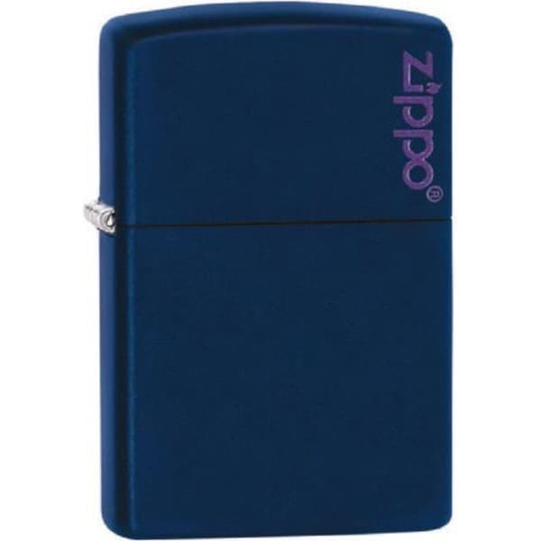 Zippo marinblå matt tändare logo 60001569