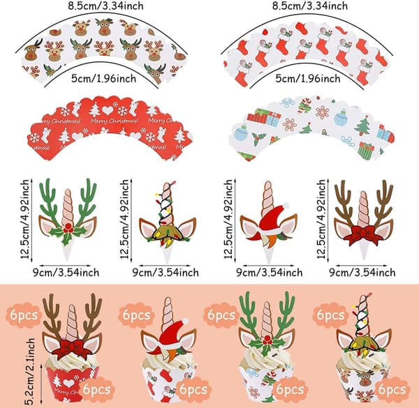 DEKORATIVE CUPCAKE TOPPERS 24 STK. JUL