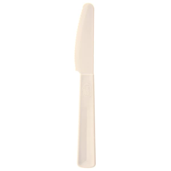 Cremefarvede plastik bordknive SANDY 6 stk.