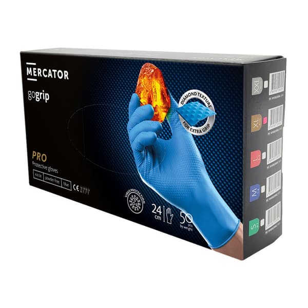 Mercator Gogrip XL blå nitrilhandsker 50 stk.