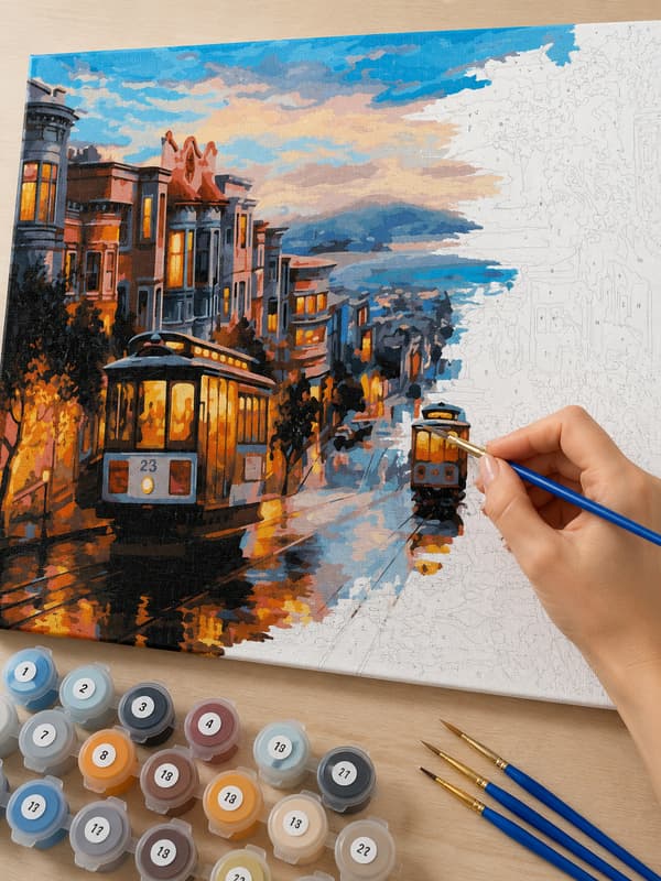 Maleri efter tal med ramme Billeder til maleri - San Francisco 50x40 cm