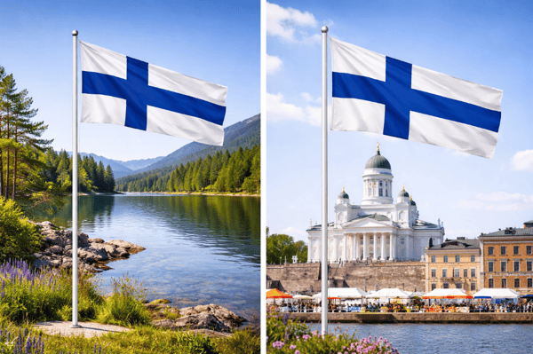 Tryck 150x90 Finlandia + 3 öglor