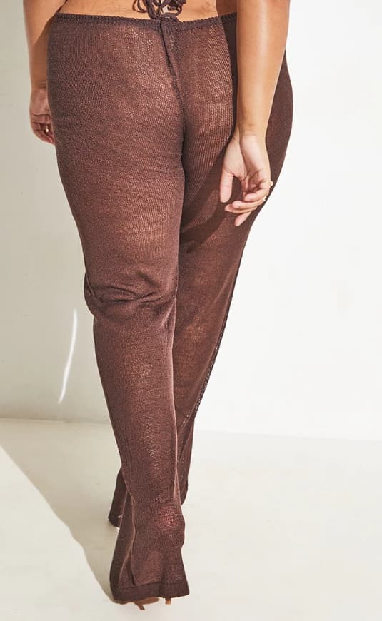 Prettylittlething Plus bruna byxor storlek 44