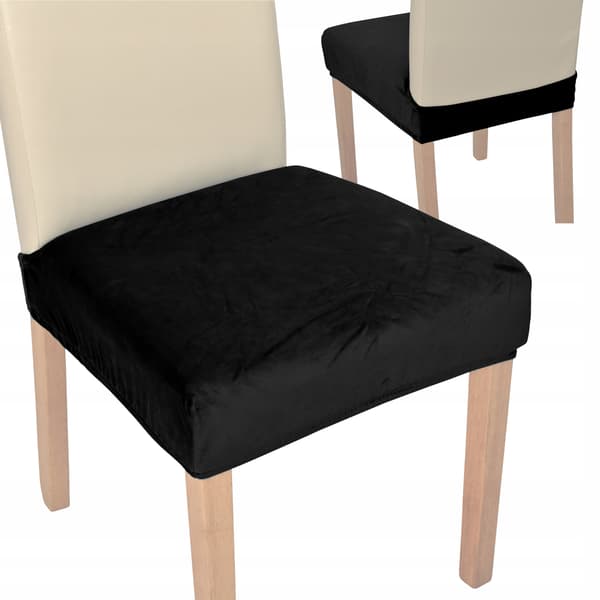 Stolöverdrag stolsäte hög velour TESS svart