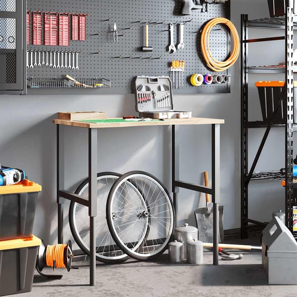 vidaXL arbejdsbord, 100x60x(71,5-98) cm, egetræ