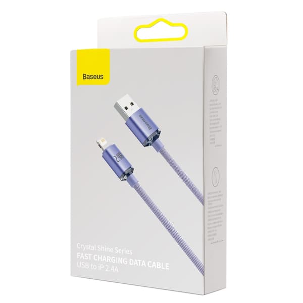 Baseus Crystal Shine USB til Lightning-kabel, 2.4A, 1.2m (lilla)