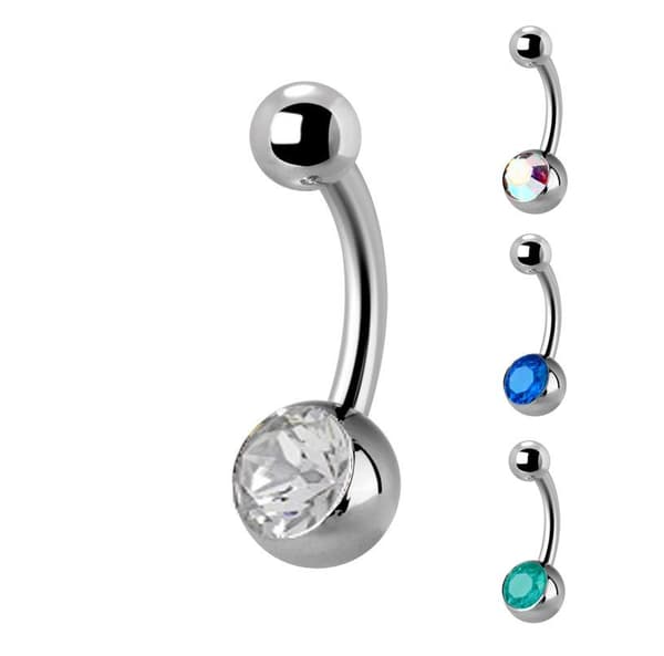 Titanium navlering - hvide kubiske zirkoner - TPP-010 1.6/8