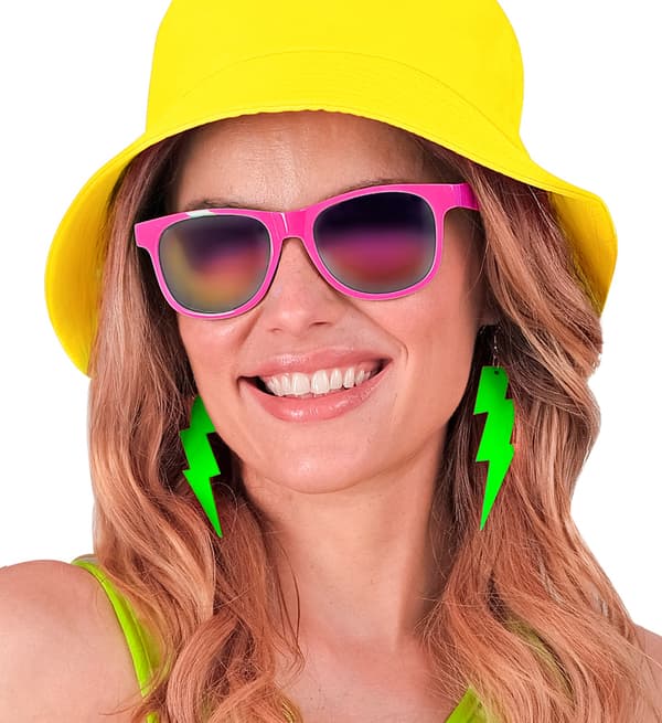 NEON BLIXTGRÖNA Dingla Örhängen 80-90-tals Disco Outfit