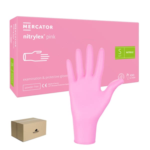 Nitrilhandsker S pink Mercator Nitrylex Pink 100 stk. karton 10-pak