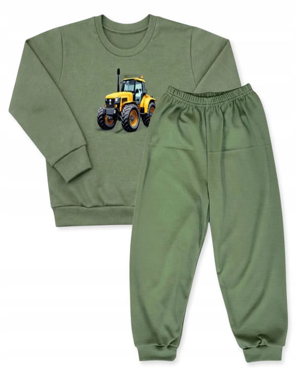 Drenge træningssæt 116 2-delt BOMULD 100% TRAKTOR-print OLIVE