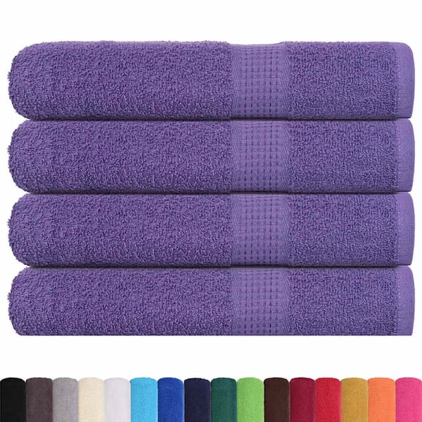 vidaXL Bastuhanddukar, 4 st, lila, 80x200 cm, 100 % bomull