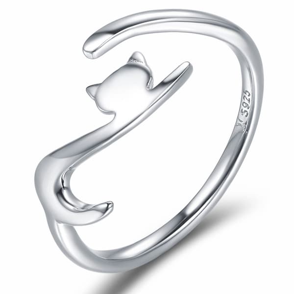 Silver universalring, kattunge med lång svans, silver 925