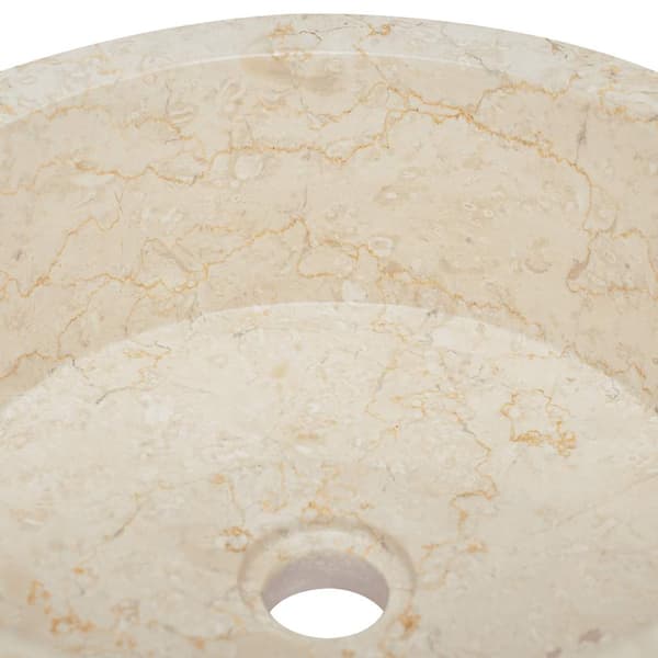 vidaXL Handfat, Creme, Ø40x15 cm, Marmor