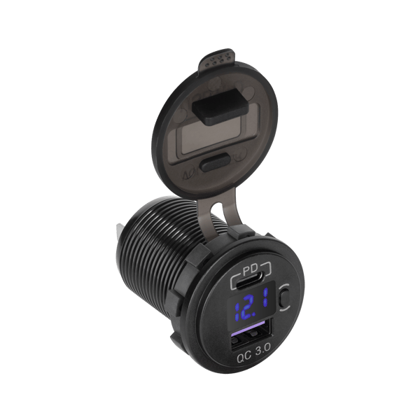 USB + USB Type-C -autolaturi QC- ja PD-toiminnoilla