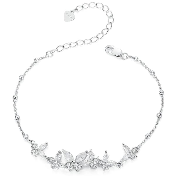 Silverarmband med kristallfjärilar, 925 silver