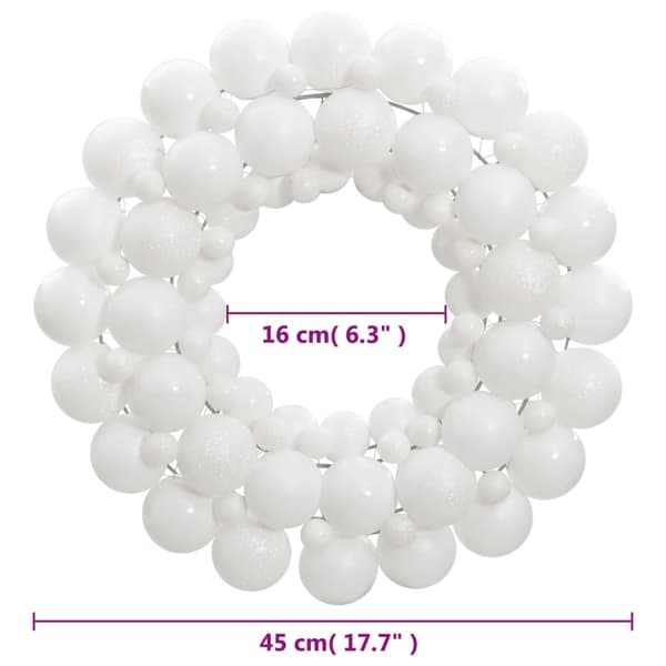 vidaXL julekrans, hvid, 45 cm, styrofoam