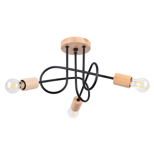 Loftlampe Ember 3 E27 Sort træ Sollux SL.1477