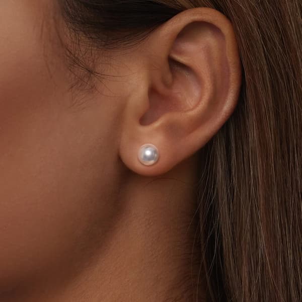 Sølvperleøreringe, størrelse S, 925 sølv ørestikker