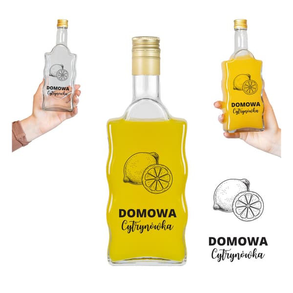 10x Wave-flaskor 500ml tryckta hemgjorda citronvodka-glasflaskor för likörer