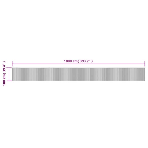 vidaXL Suorakulmainen matto, harmaa, 100x1000 cm, bambu