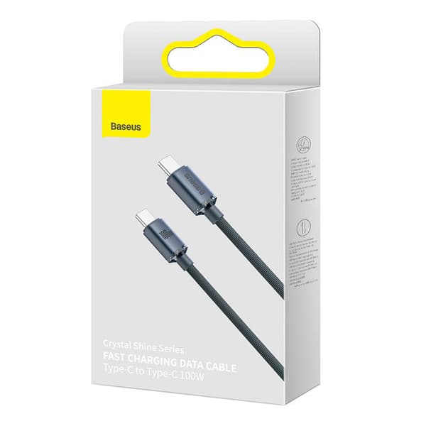 Baseus Crystal Shine USB-C - USB-C -kaapeli, 100W, 1.2m (musta)
