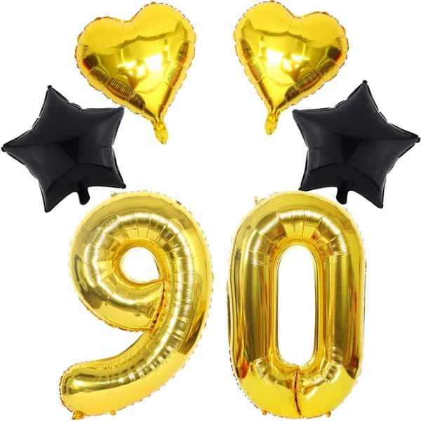 FÖDELSEDAGSBALLONGER 90 STORA SIFFROR GULD
