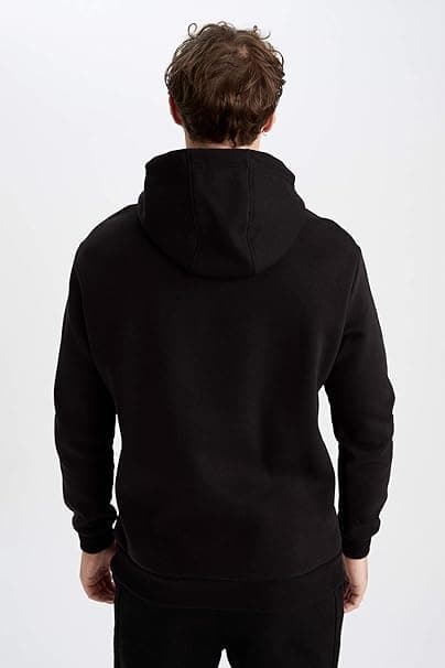 DEFACTO HERR SVART HOODIE BASIC SMOOTH M 3H2G6* M 3_2