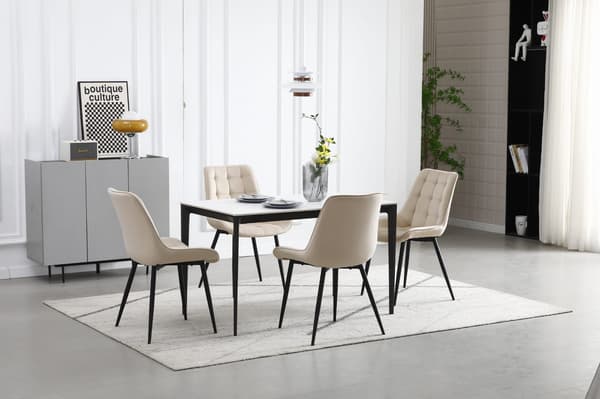 BERA stol - beige sammet/svarta ben x 4