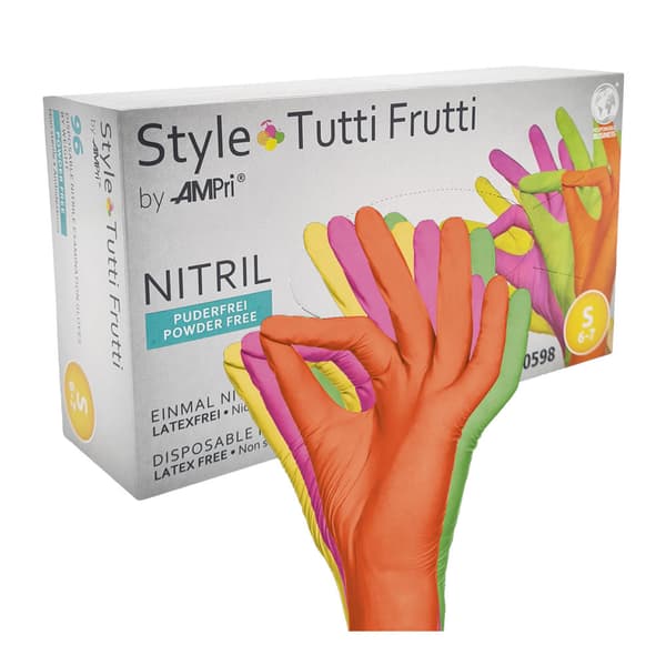 Nitrilhandsker S farvede AMPRI Style Tutti Frutti 96 stk